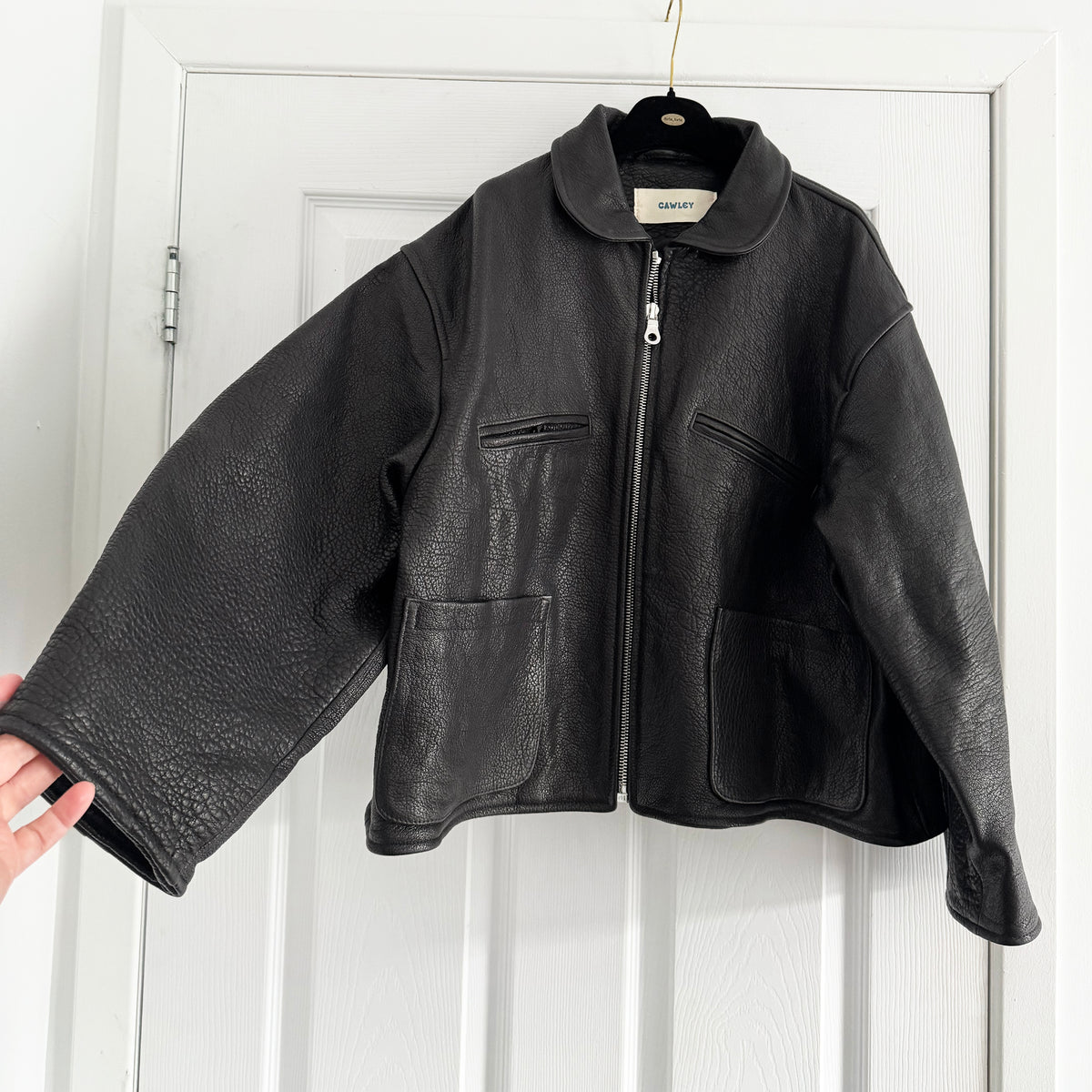 Cawley Studios "Flying Jacket" in Black Leather, size XS (fits S-L)