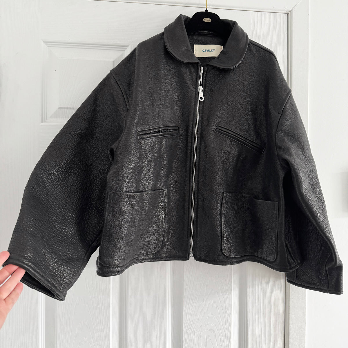 Cawley Studios "Flying Jacket" in Black Leather, size XS (fits S-L)