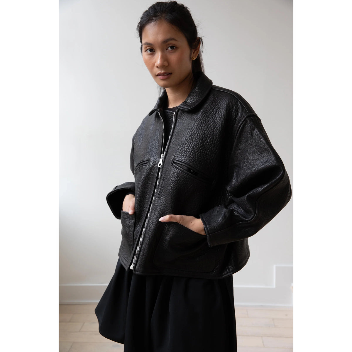Cawley Studios "Flying Jacket" in Black Leather, size XS (fits S-L)