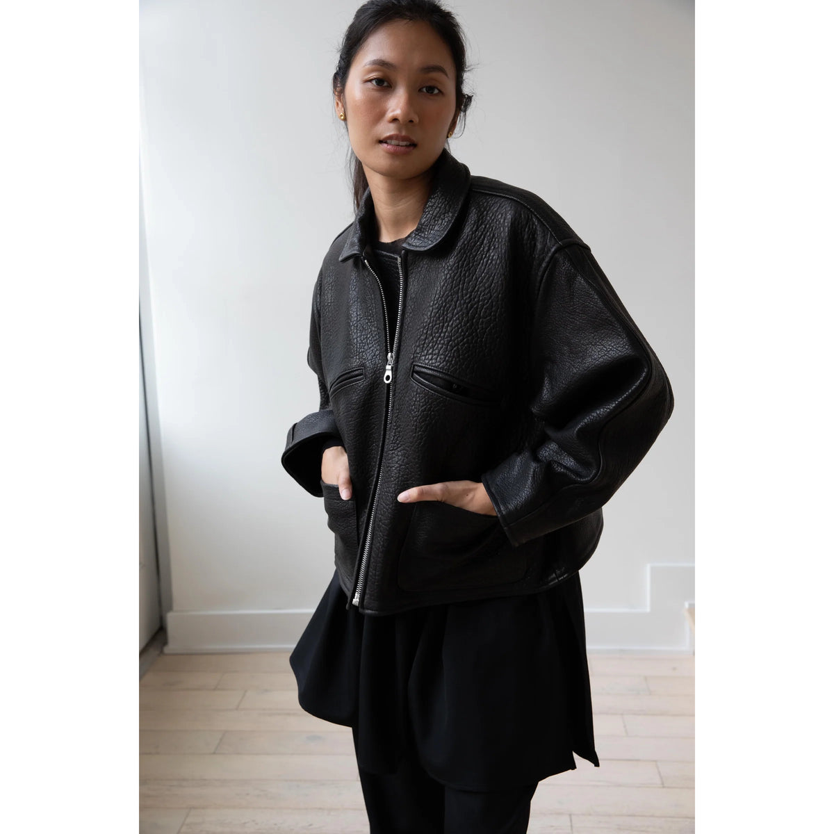 Cawley Studios "Flying Jacket" in Black Leather, size XS (fits S-L)