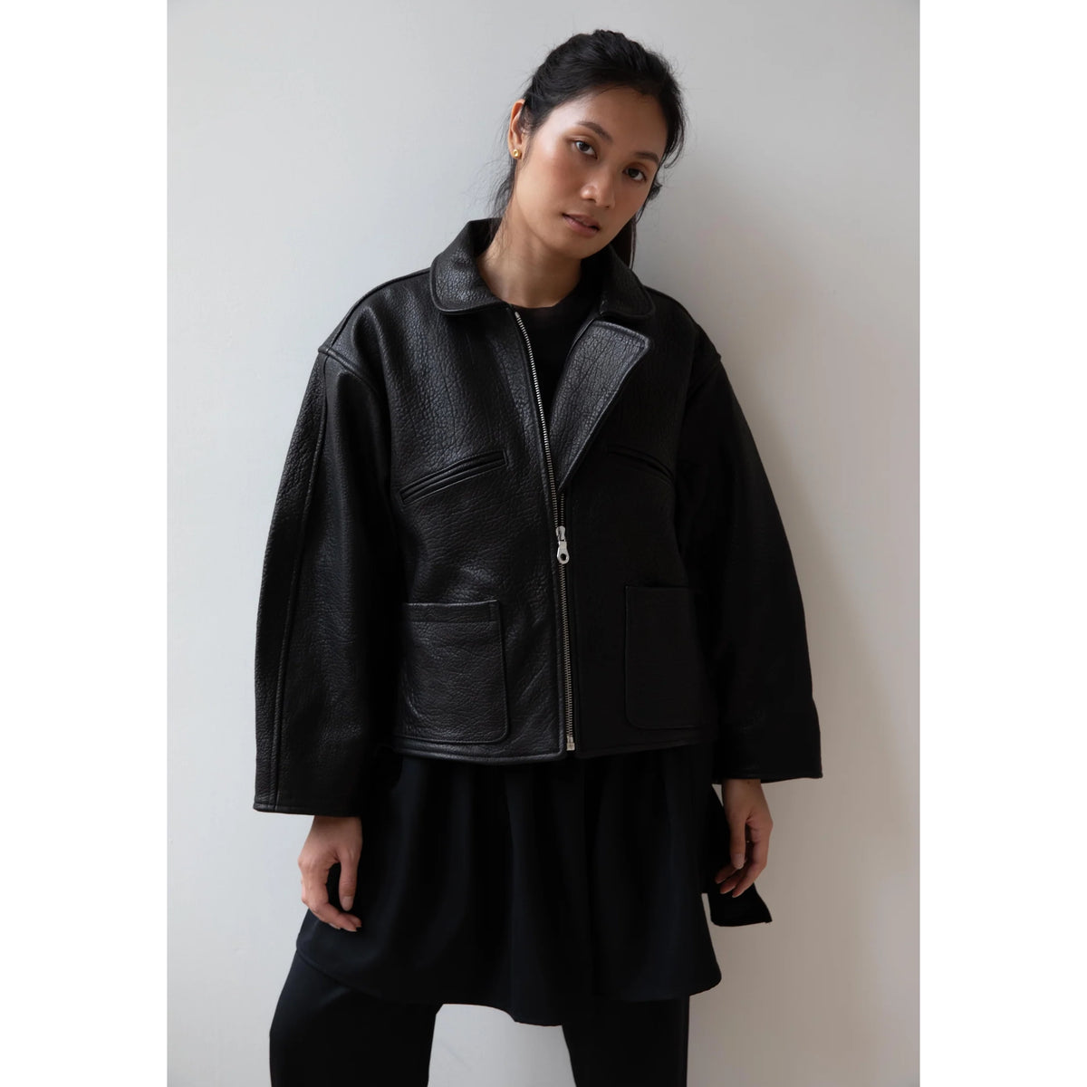 Cawley Studios "Flying Jacket" in Black Leather, size XS (fits S-L)