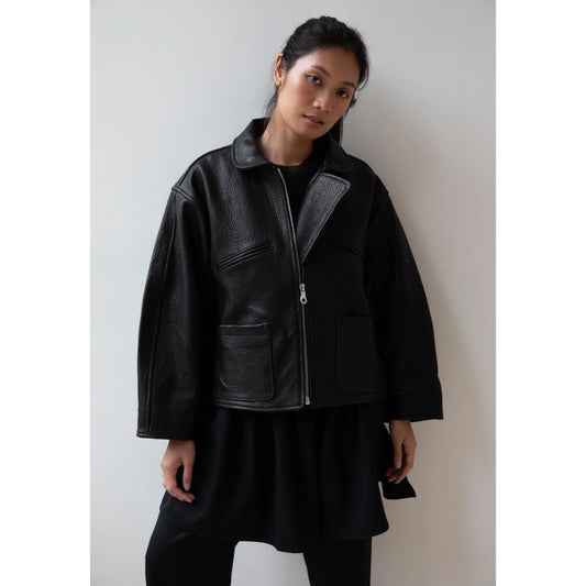 Cawley Studios "Flying Jacket" in Black Leather, size XS (fits S-L)
