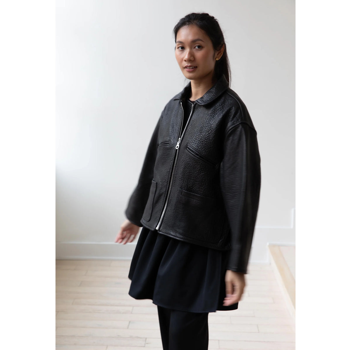 Cawley Studios "Flying Jacket" in Black Leather, size XS (fits S-L)