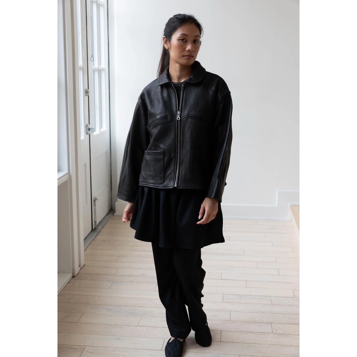 Cawley Studios "Flying Jacket" in Black Leather, size XS (fits S-L)