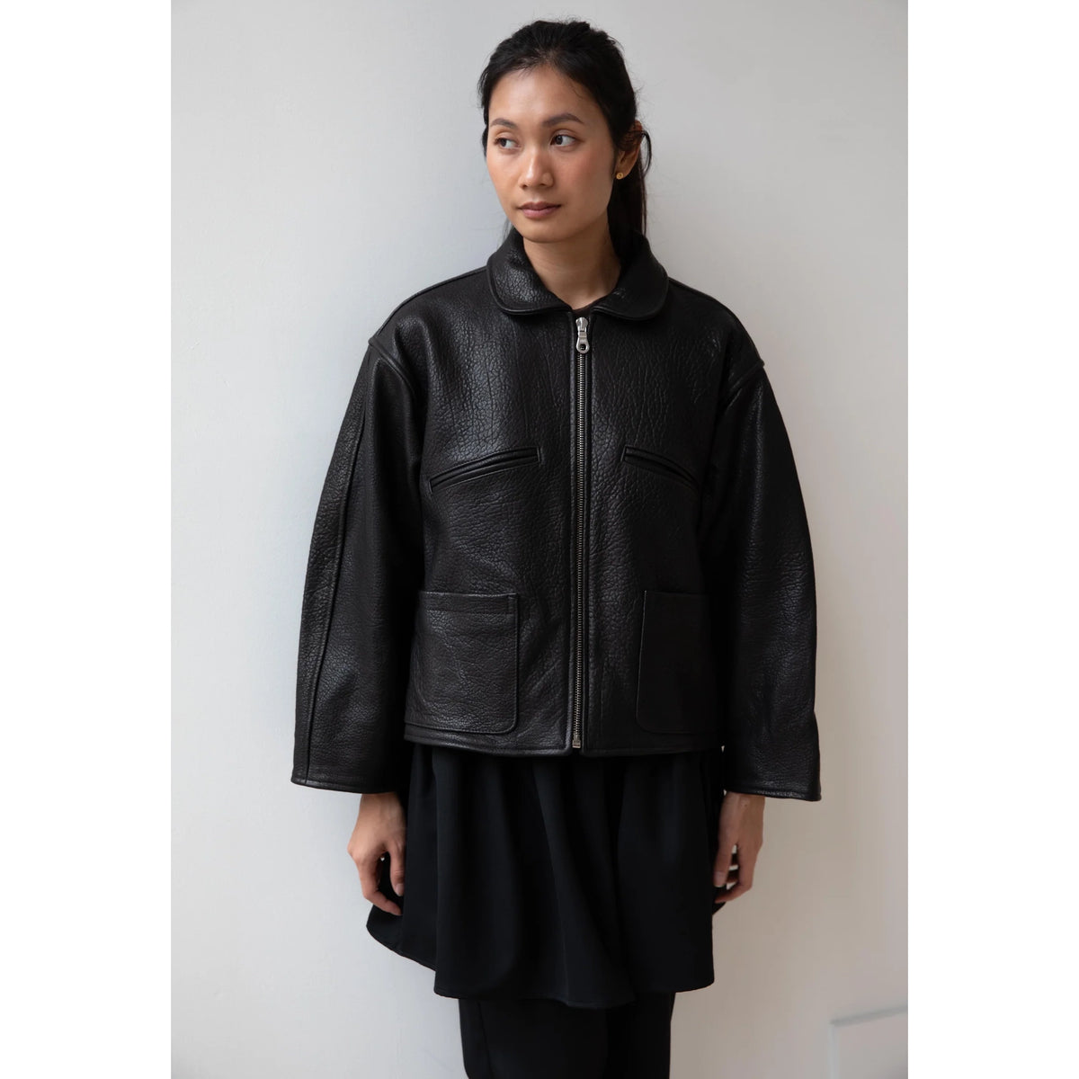Cawley Studios "Flying Jacket" in Black Leather, size XS (fits S-L)