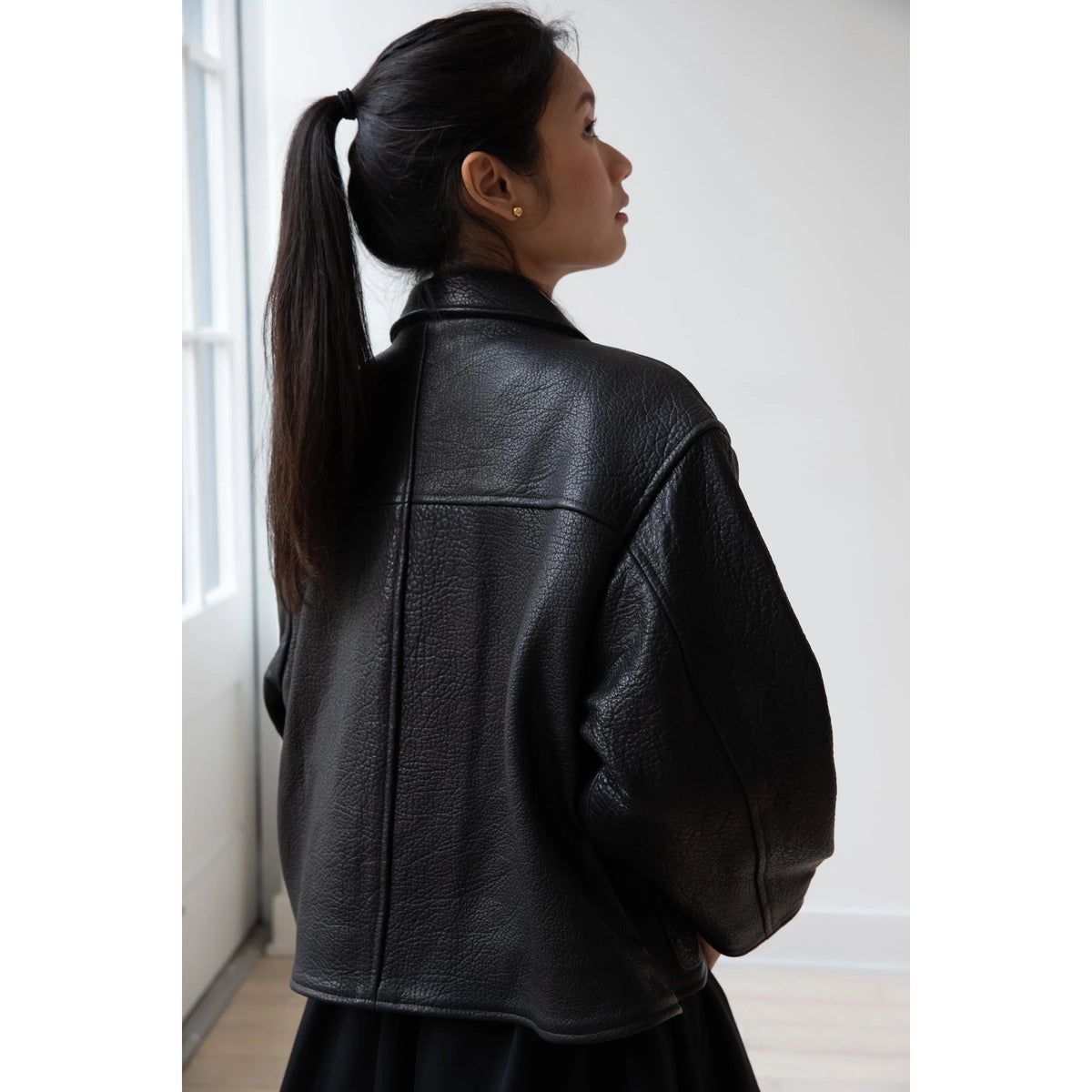 Cawley Studios "Flying Jacket" in Black Leather, size XS (fits S-L)