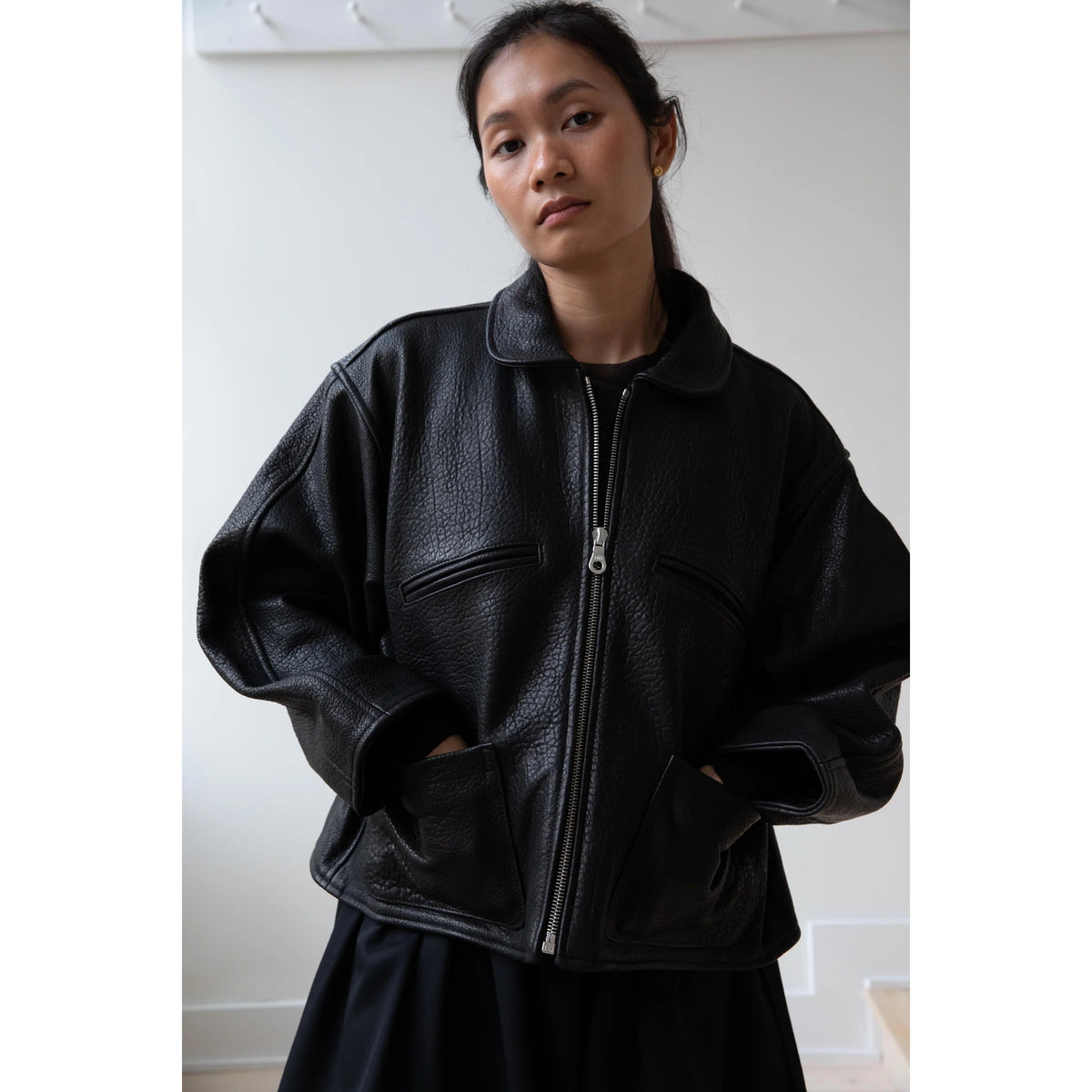 Cawley Studios "Flying Jacket" in Black Leather, size XS (fits S-L)