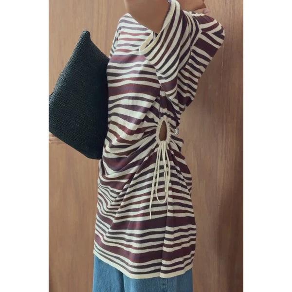 Zulu & Zephyr T-Shirt Knit Dress in Chocolate Stripe, size 6 (fits like size Small)