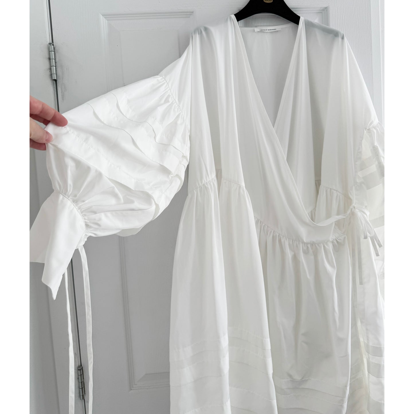 Cecilie Bahnsen "Amelie" Taffeta Wrap Dress in White, size M/L