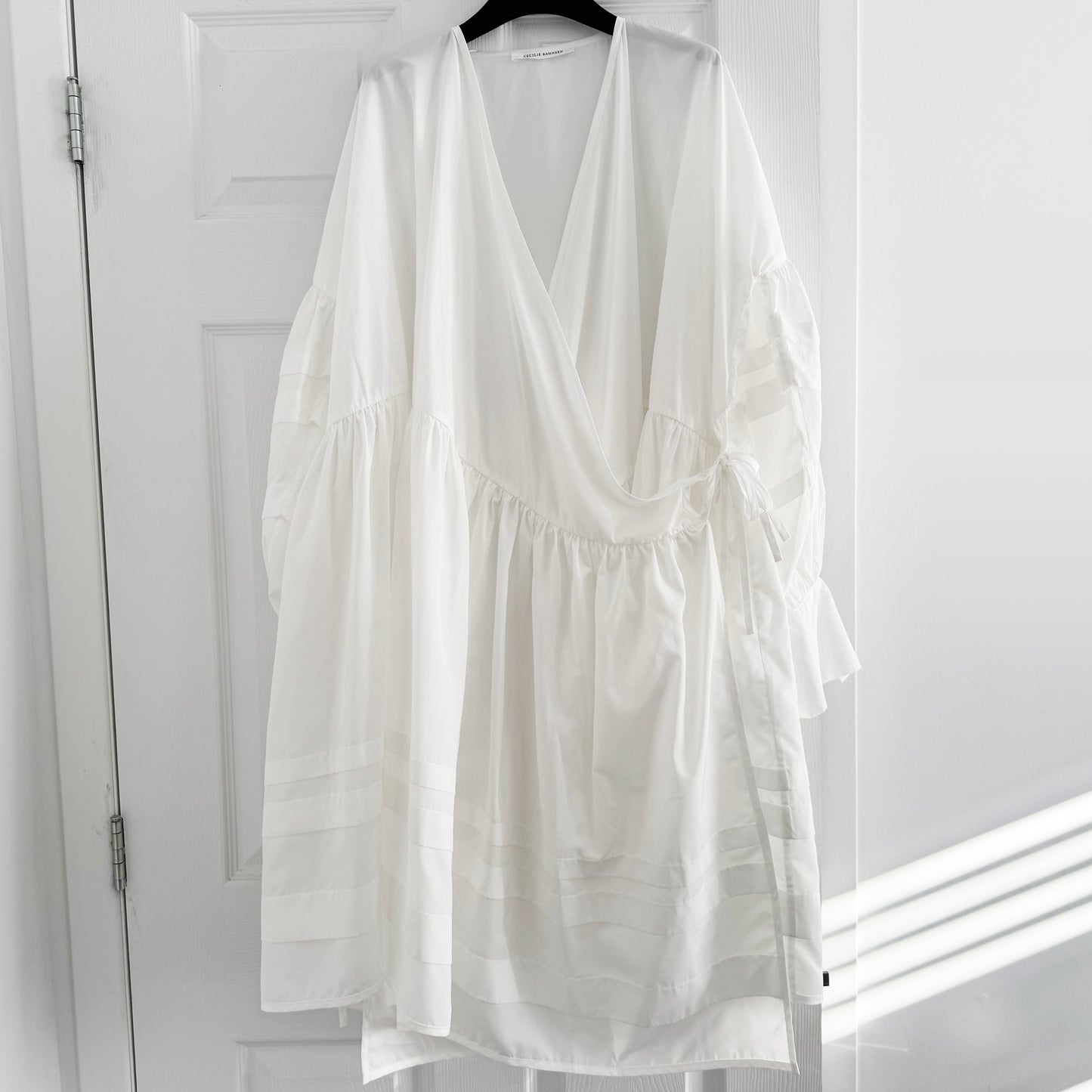 Cecilie Bahnsen "Amelie" Taffeta Wrap Dress in White, size M/L