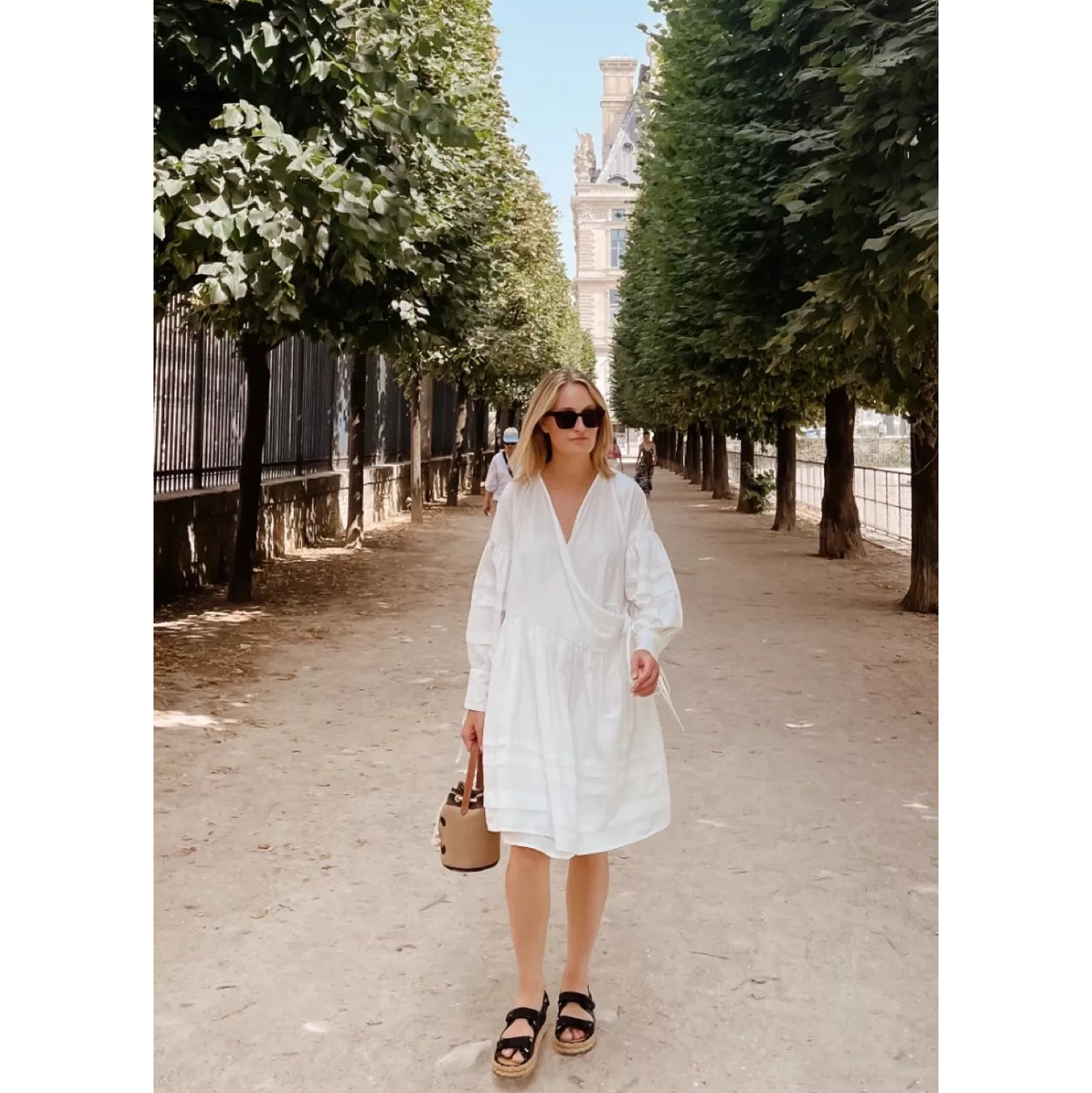 Cecilie Bahnsen "Amelie" Taffeta Wrap Dress in White, size M/L