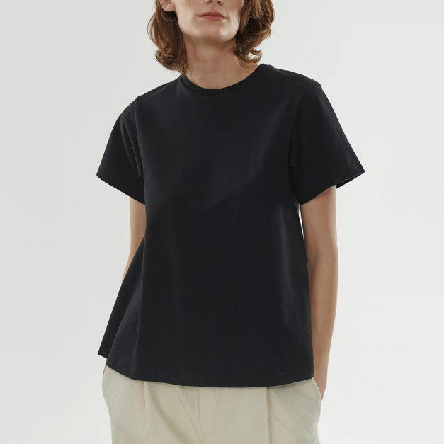 Toteme "Pemba" Flared Baby Tee in Black, size Medium