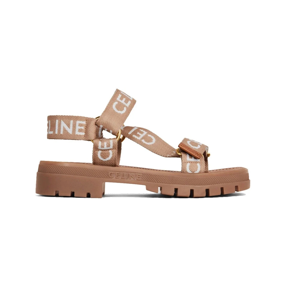 Celine "Leo" Logo Sandals in Beige, size 35