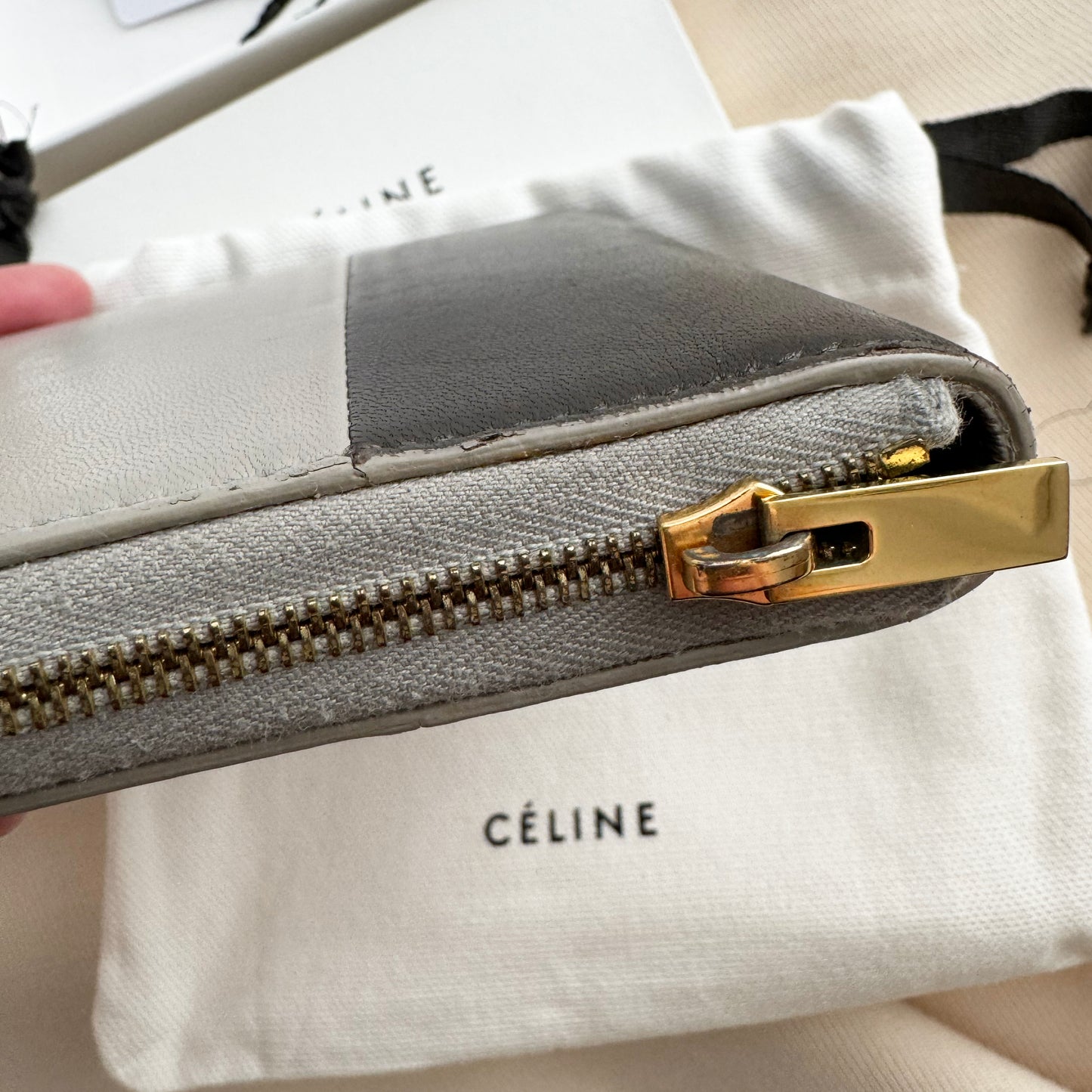 Celine Small Zip Wallet in Dual Tone Grey