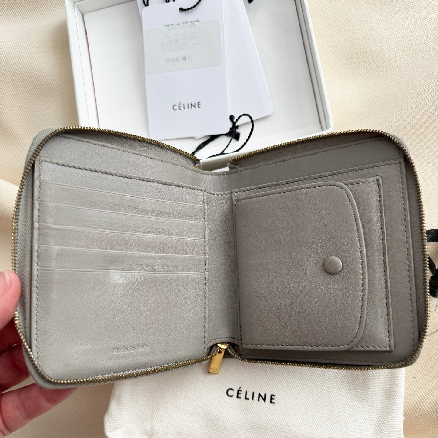 Celine Small Zip Wallet in Dual Tone Grey