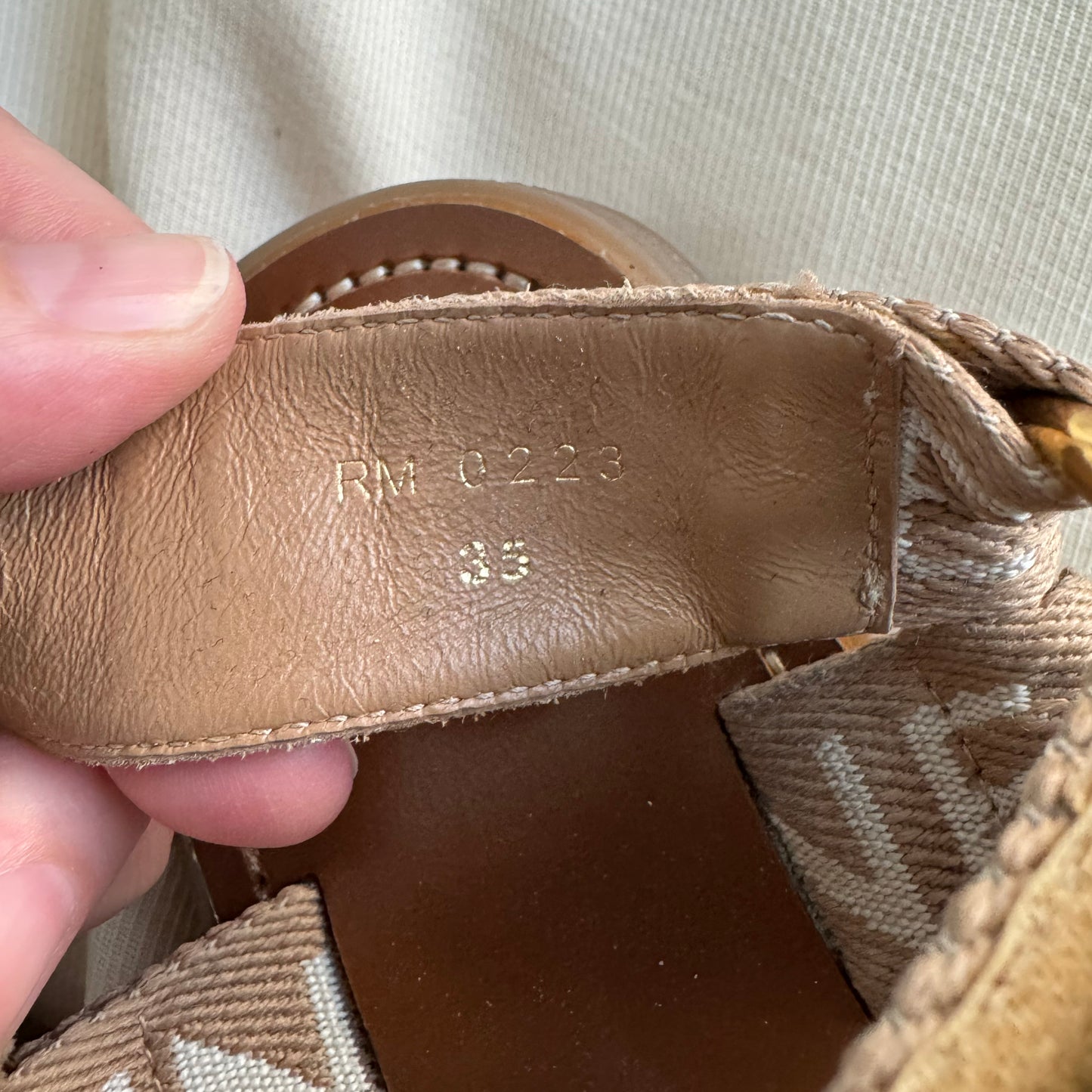 Celine "Leo" Logo Sandals in Beige, size 35