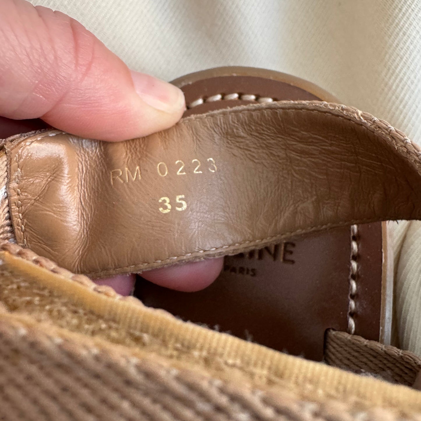 Celine "Leo" Logo Sandals in Beige, size 35