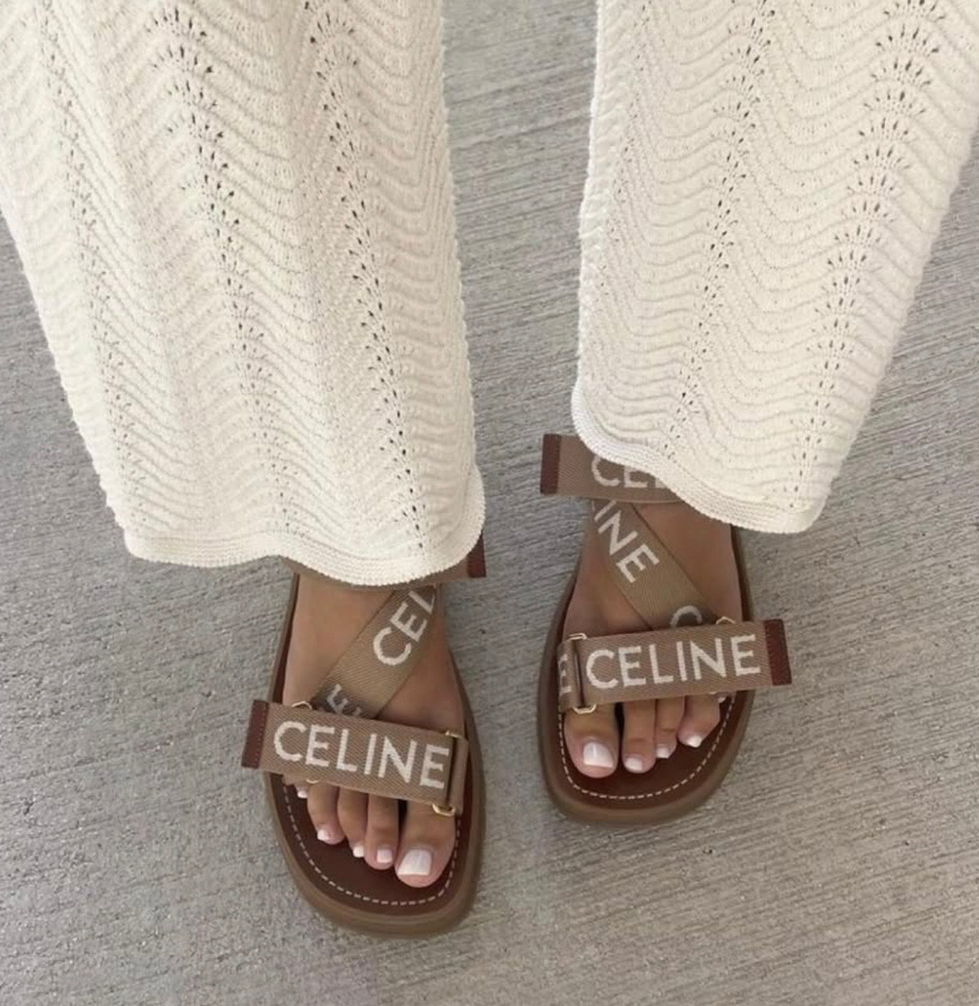 Celine "Leo" Logo Sandals in Beige, size 35