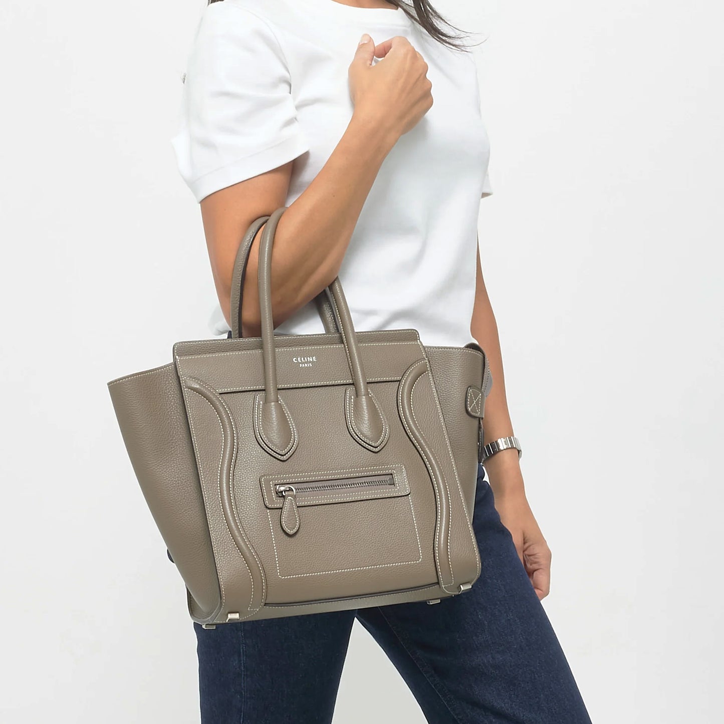 Celine Micro Luggage Bag in Taupe (Souris)