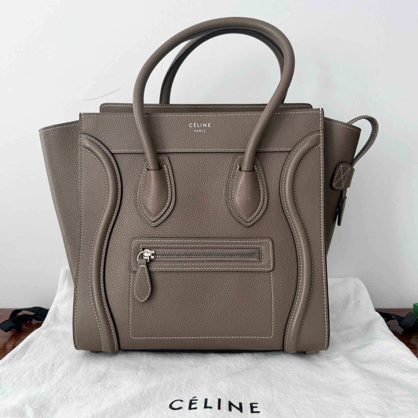 Celine Micro Luggage Bag in Taupe (Souris)