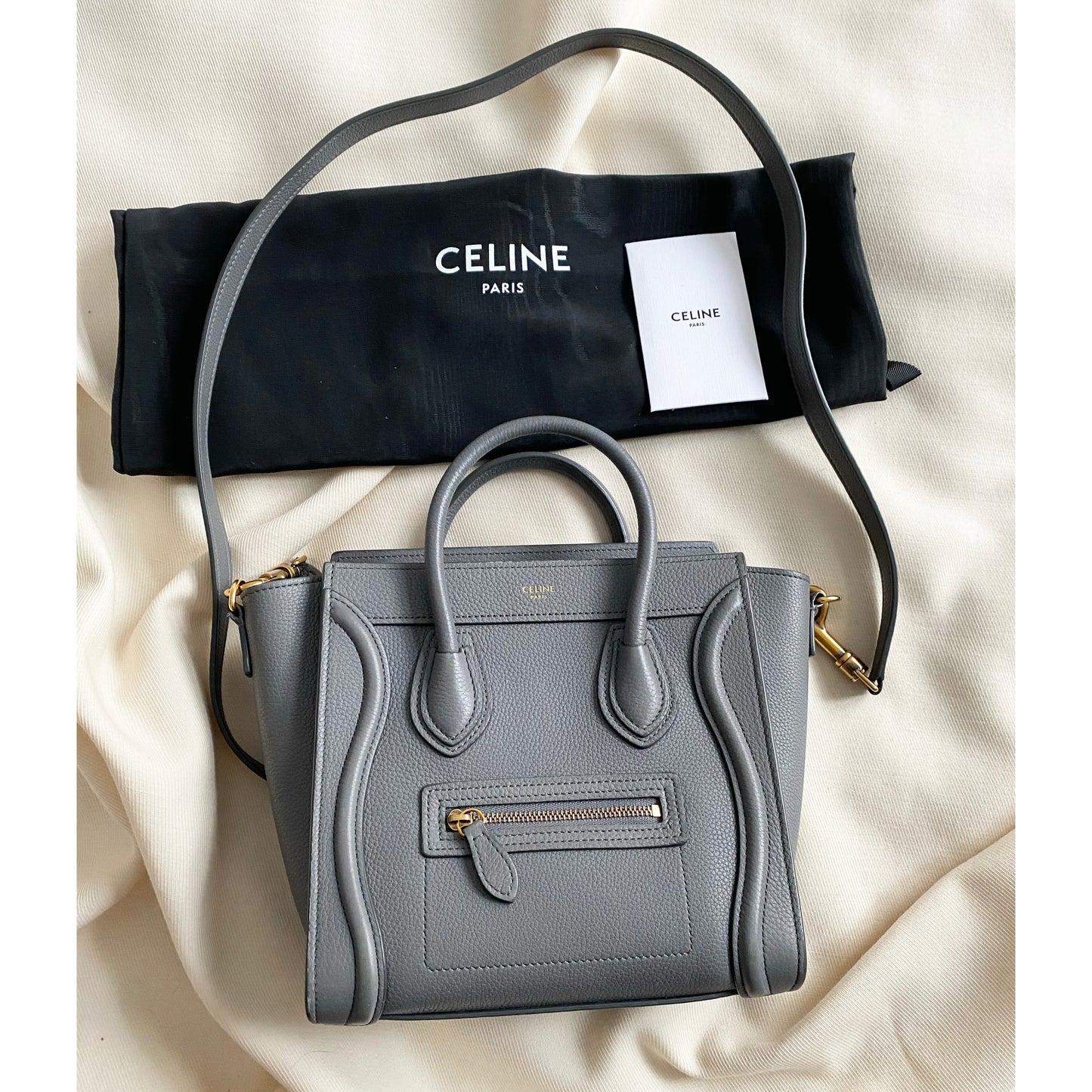 Celine Nano Luggage Bag in Grey