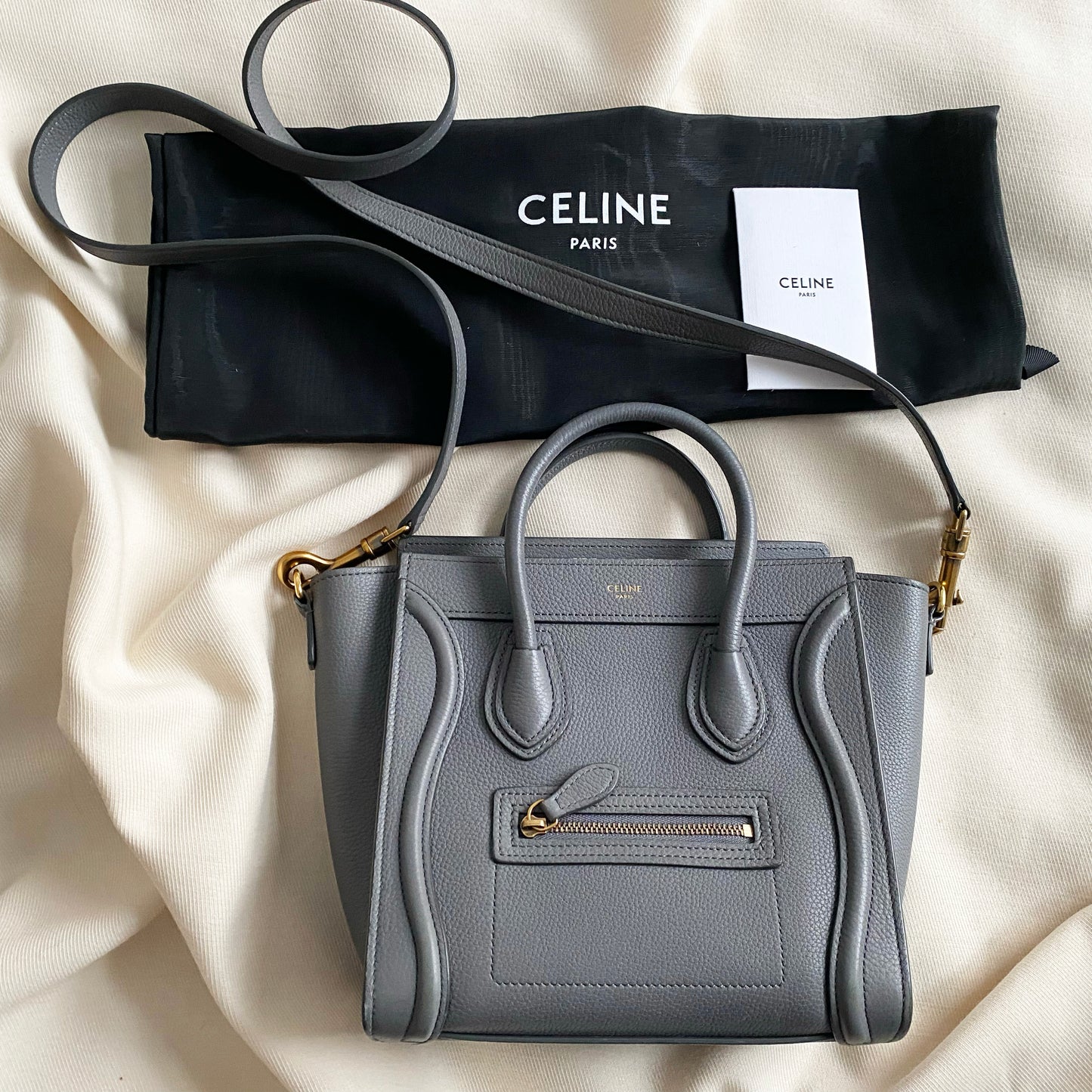 Celine Nano Luggage Bag in Grey