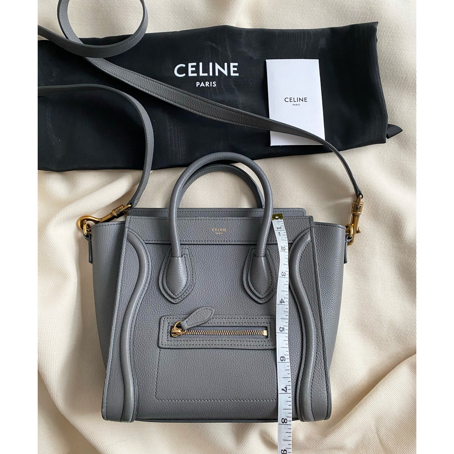 Celine Nano Luggage Bag in Grey