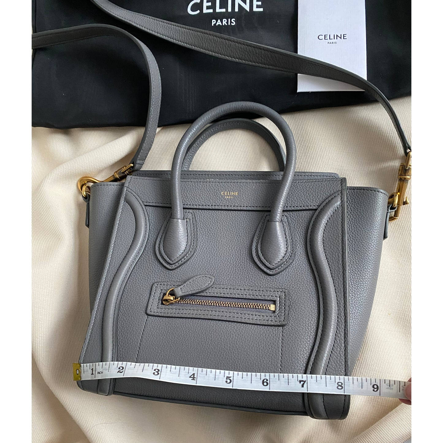 Celine Nano Luggage Bag in Grey