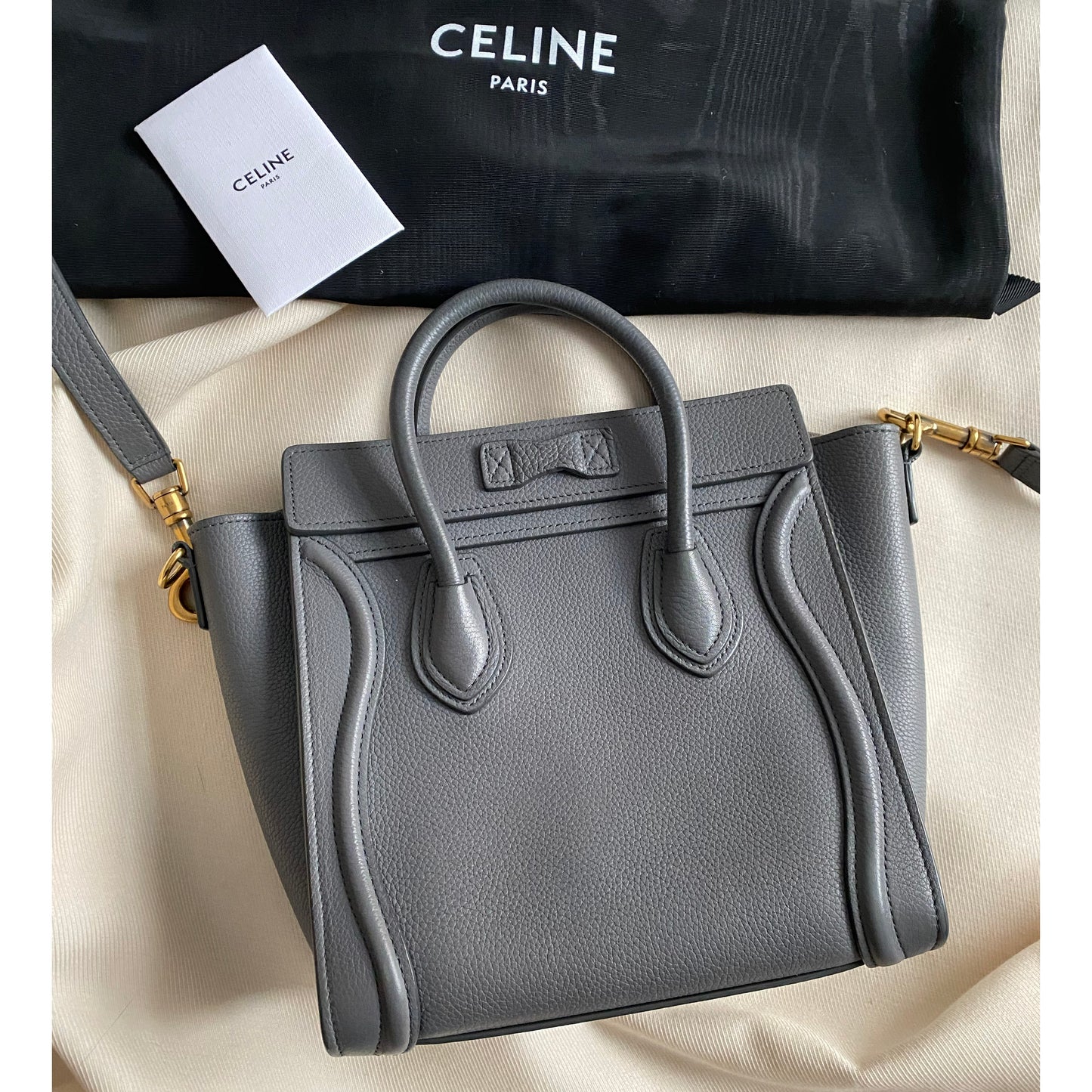 Celine Nano Luggage Bag in Grey