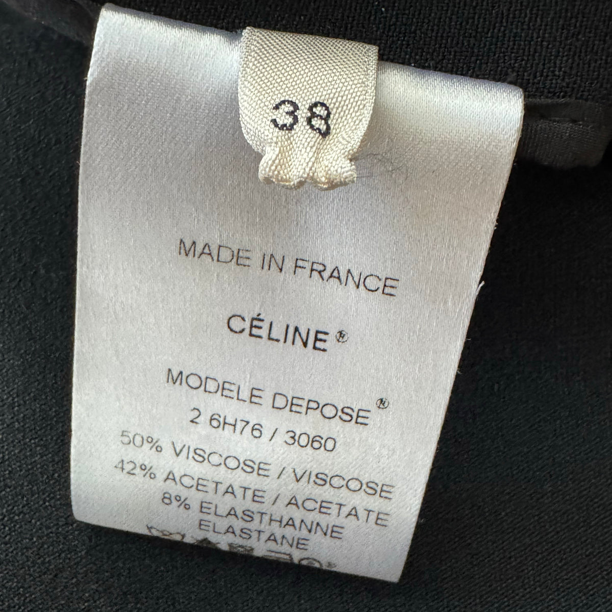 Celine Plunging Neckline Crepe Dress in Black, size 38 (fits XS)
