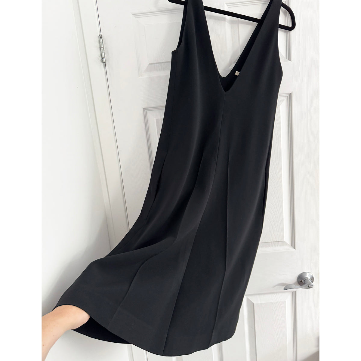 Celine Plunging Neckline Crepe Dress in Black, size 38 (fits XS)