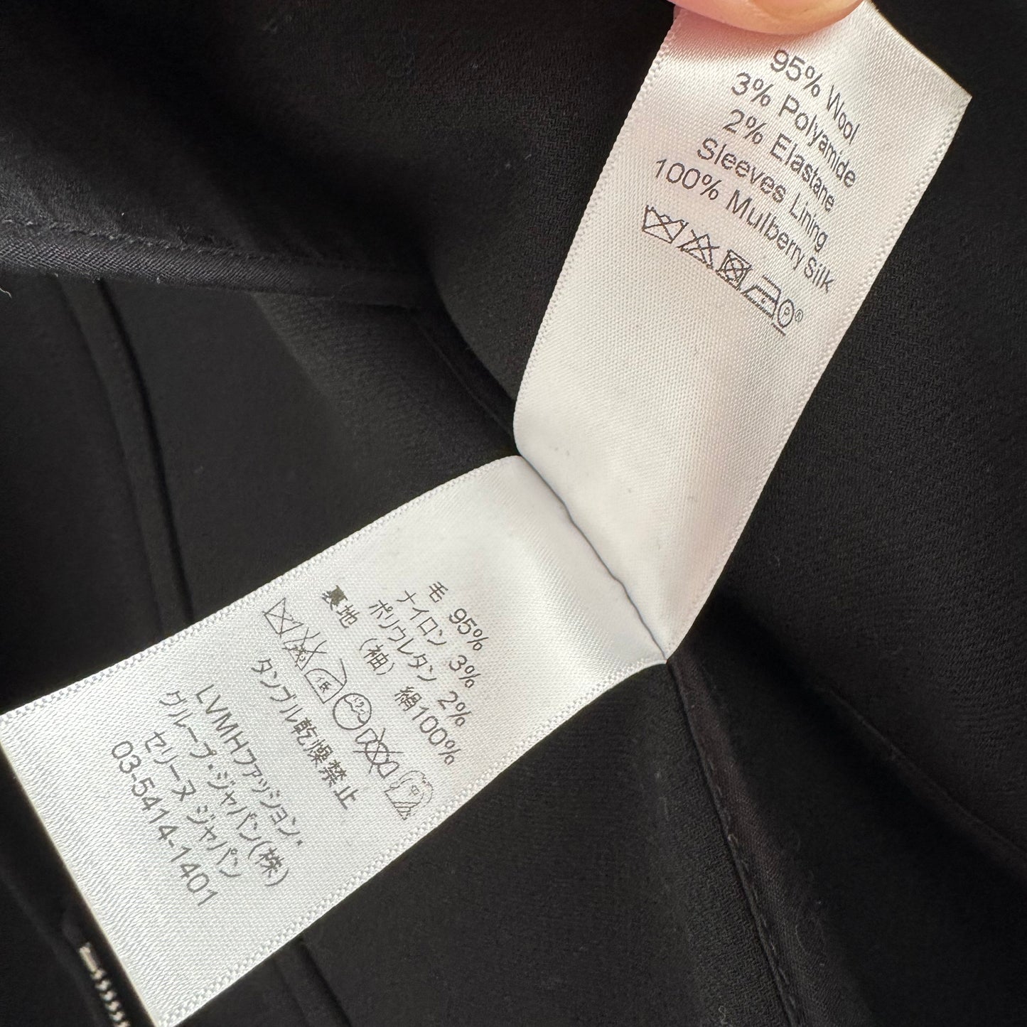 Celine Wool Crepe Blazer with White Buttons, size 38