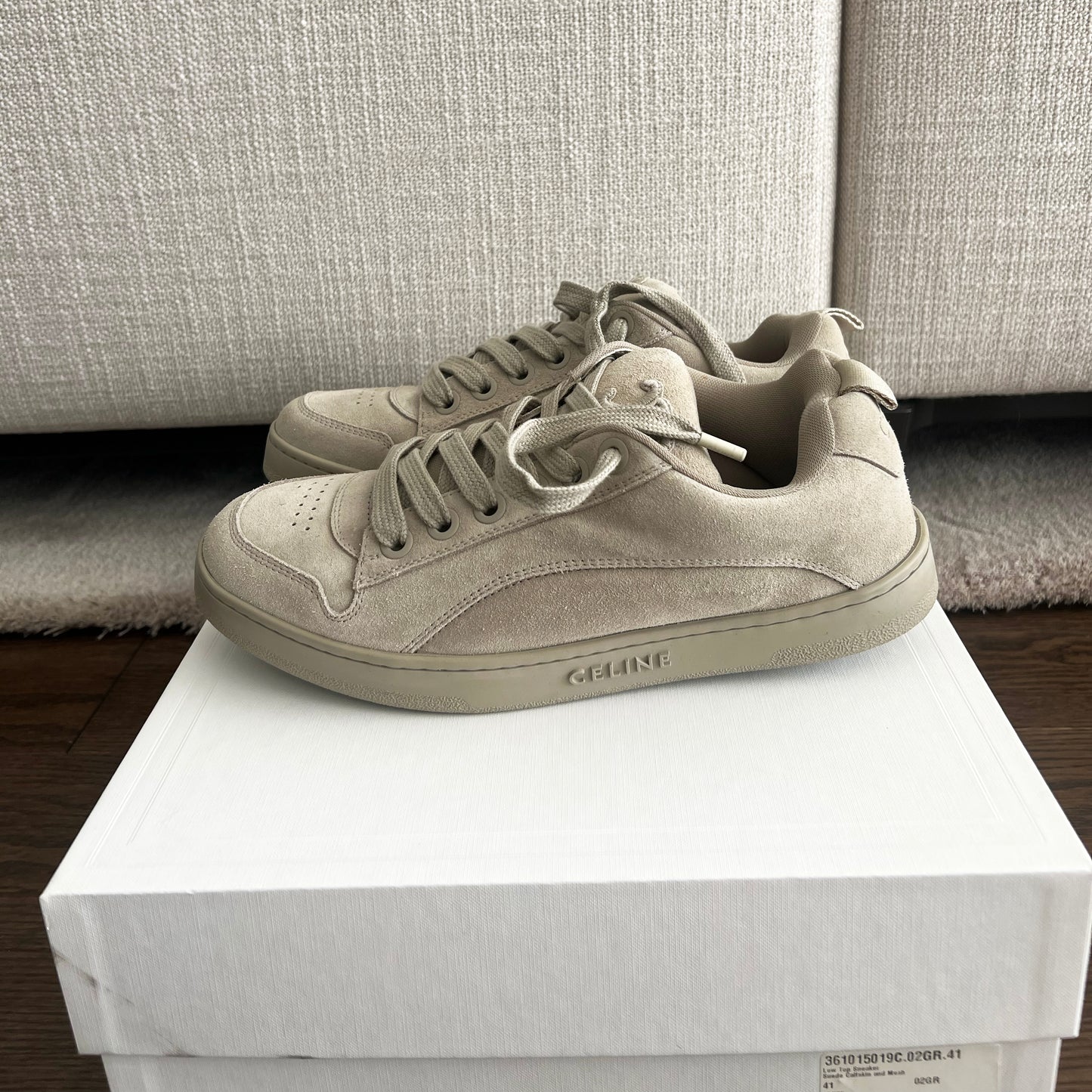 Celine "Huntington" Suede Sneakers in Beige, size 41