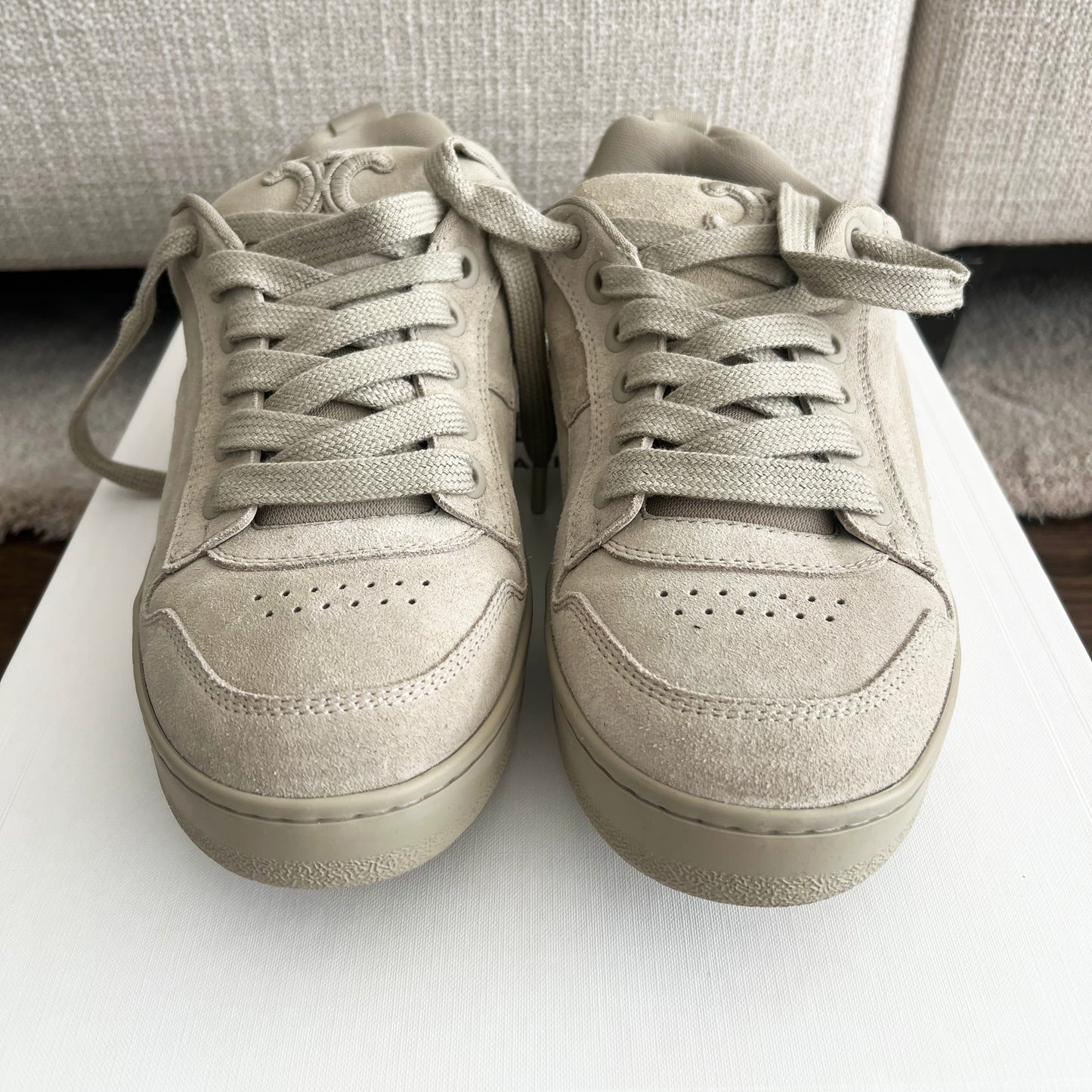 Celine "Huntington" Suede Sneakers in Beige, size 41