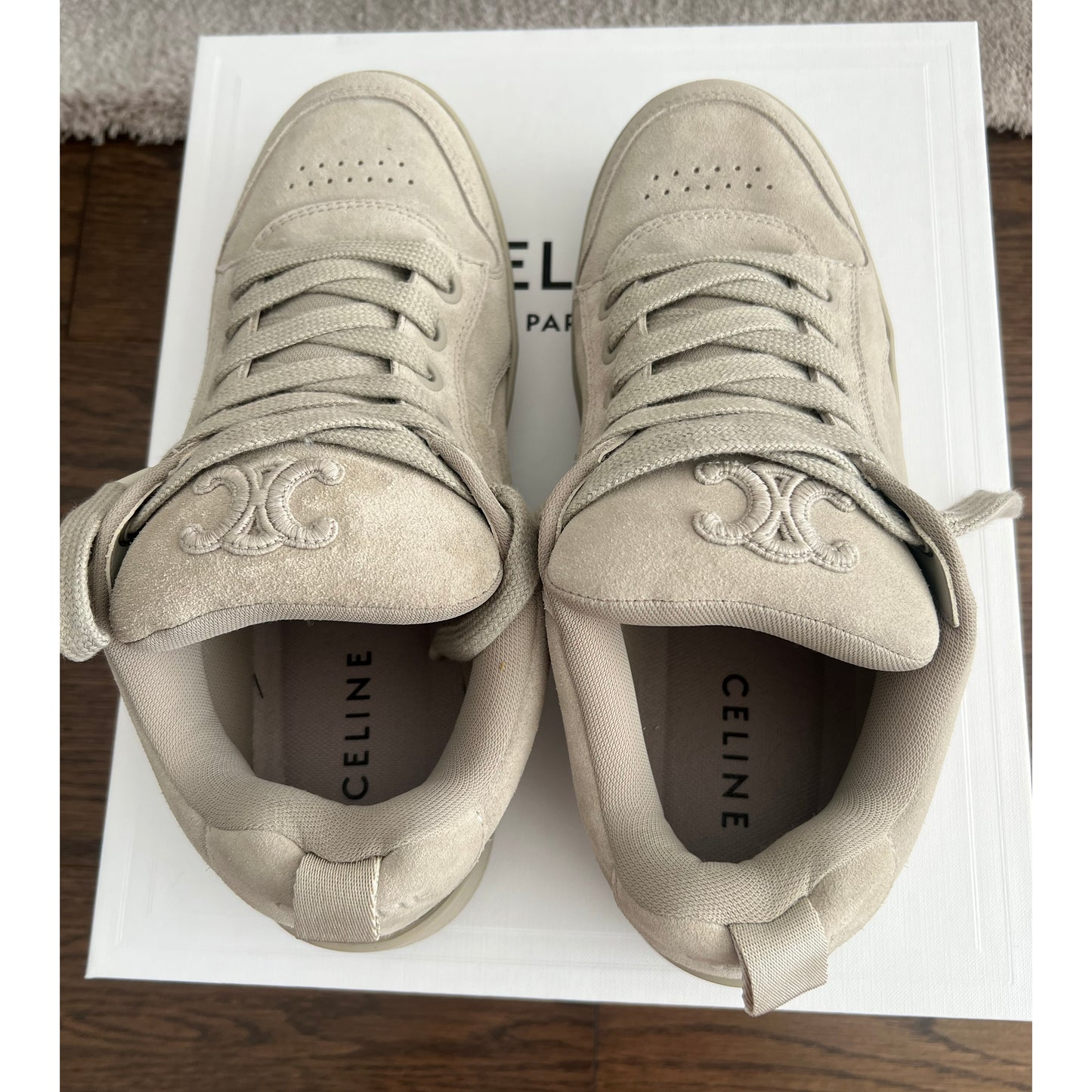 Celine "Huntington" Suede Sneakers in Beige, size 41