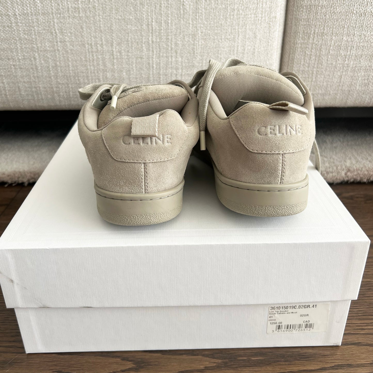 Celine "Huntington" Suede Sneakers in Beige, size 41