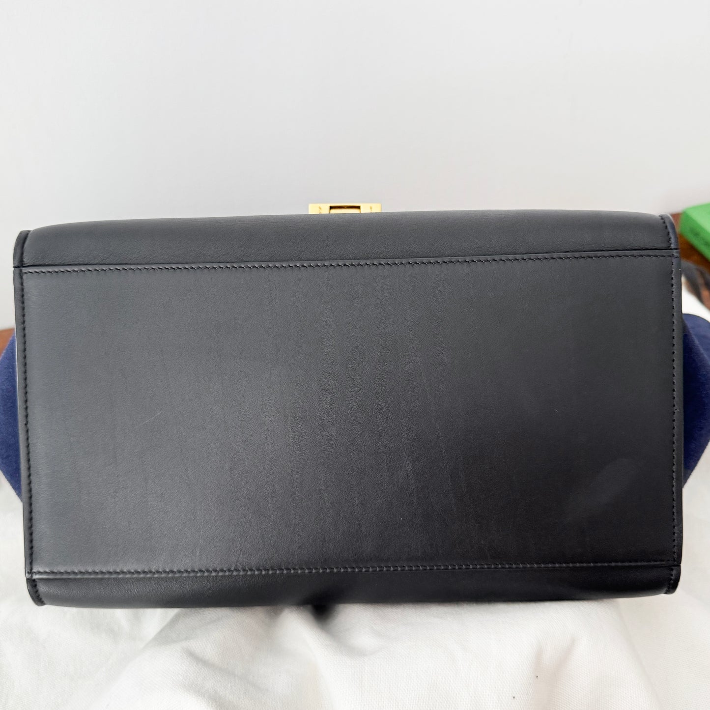 Celine Tri-colour Nano Trapeze Bag in Snakeskin/Black/Navy