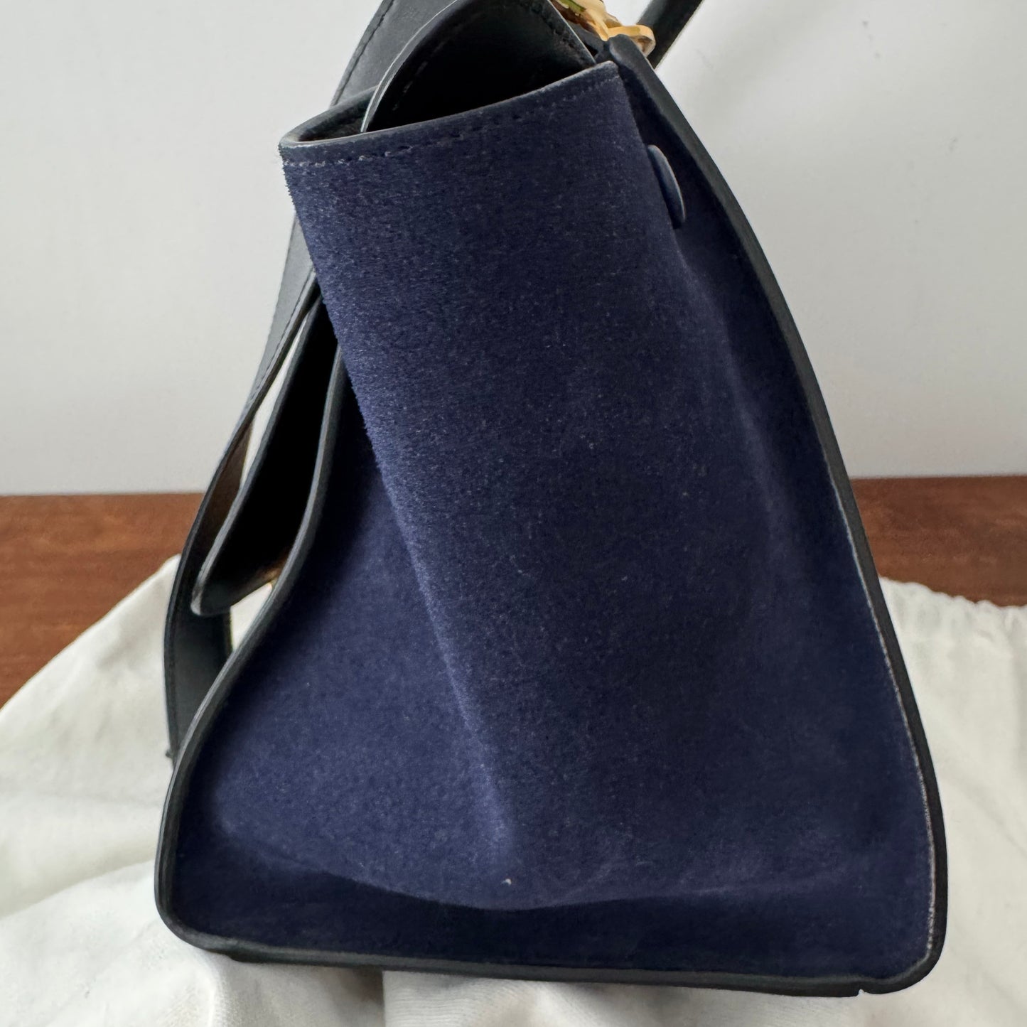 Celine Tri-colour Nano Trapeze Bag in Snakeskin/Black/Navy