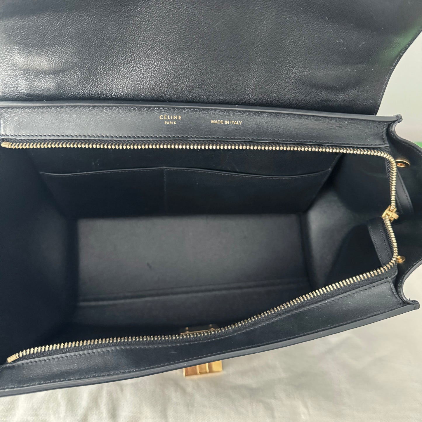 Celine Tri-colour Nano Trapeze Bag in Snakeskin/Black/Navy