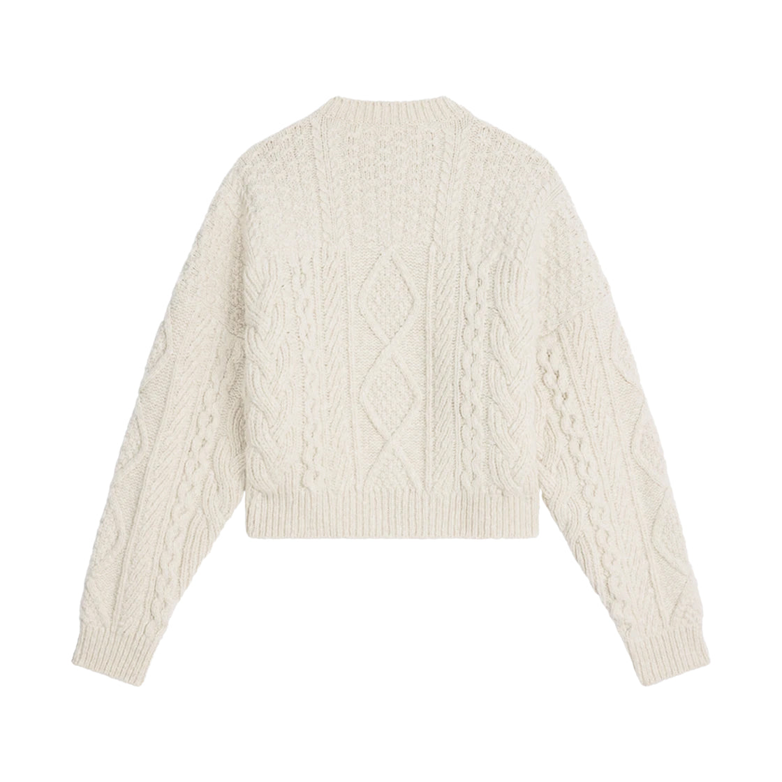 Celine Triomphe Crew Neck Aran Wool Sweater in Off-White , size Medium
