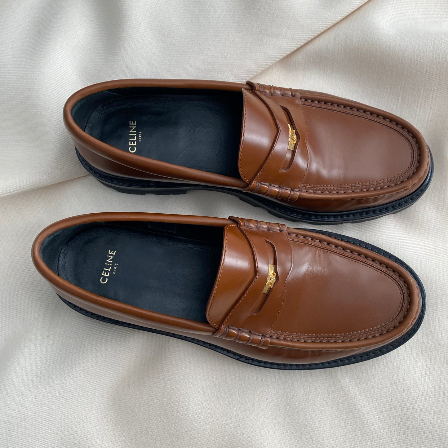 Celine "Margaret" Loafers in Brown, size 39 (fits 8/8.5)