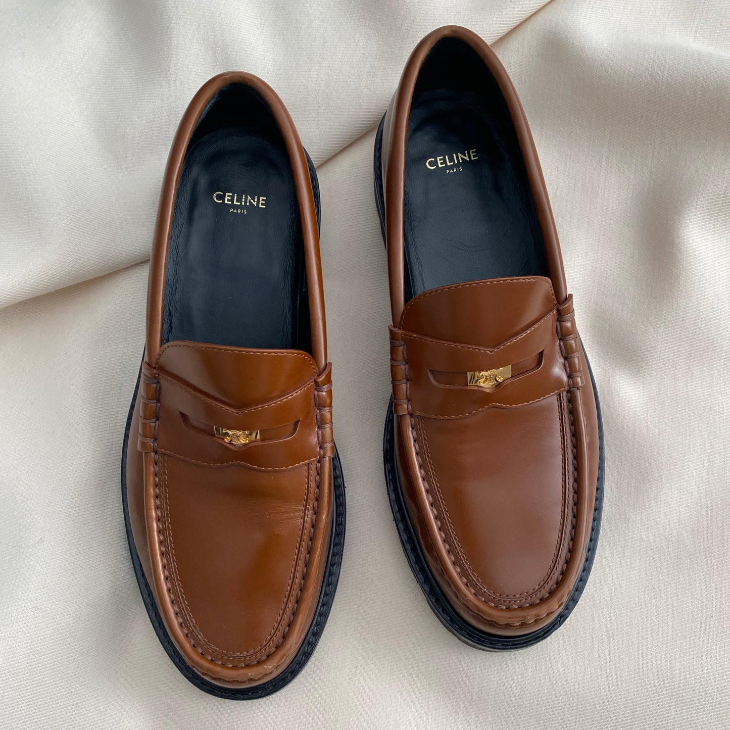 Celine "Margaret" Loafers in Brown, size 39 (fits 8/8.5)