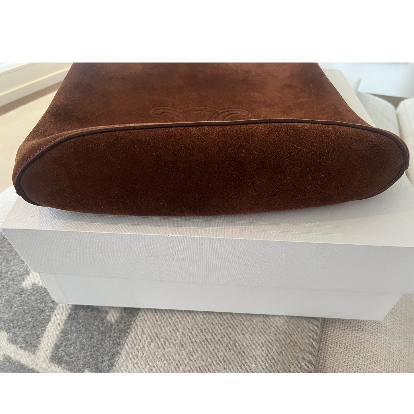 Celine Triomphe Bucket Bag in Brown Suede