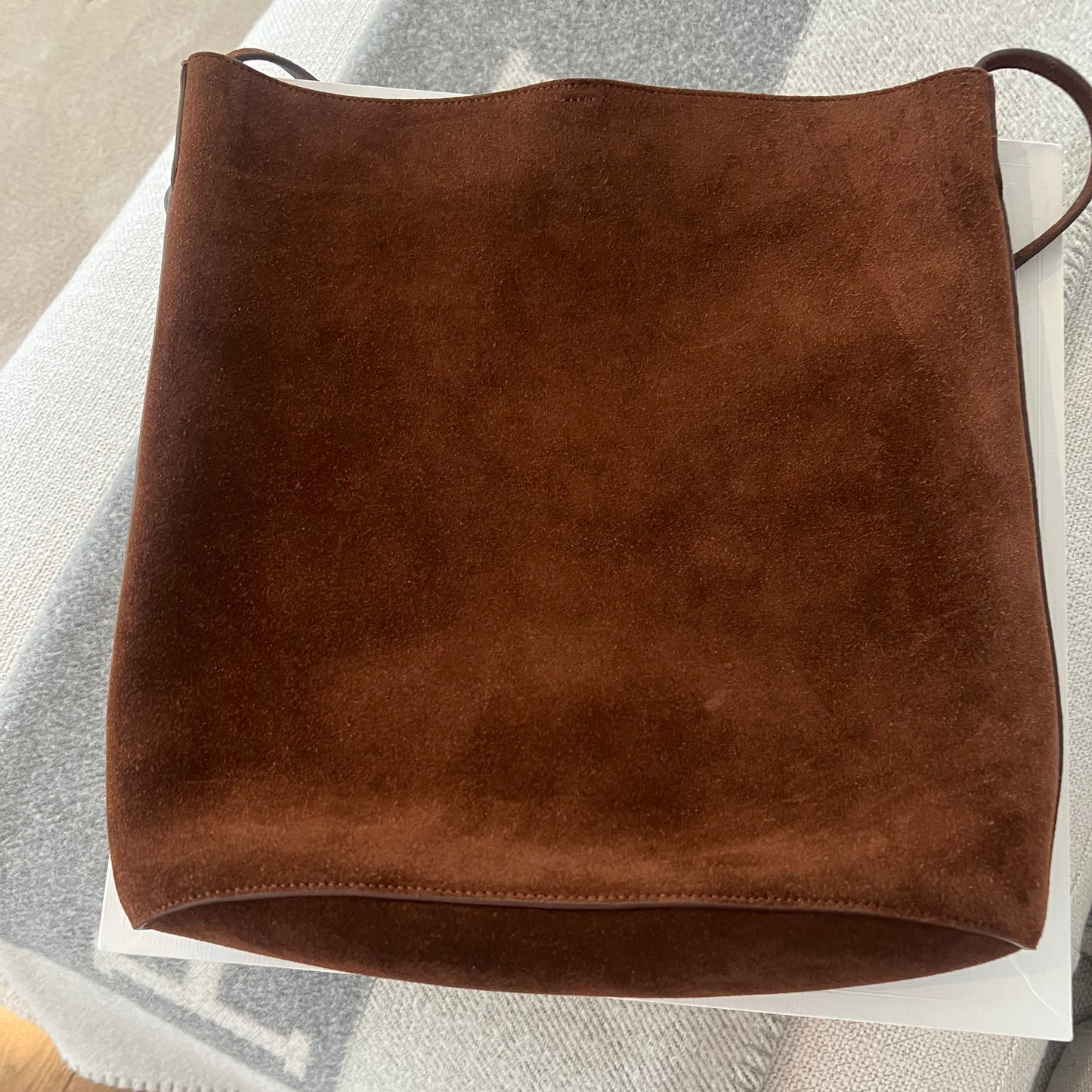Celine Triomphe Bucket Bag in Brown Suede