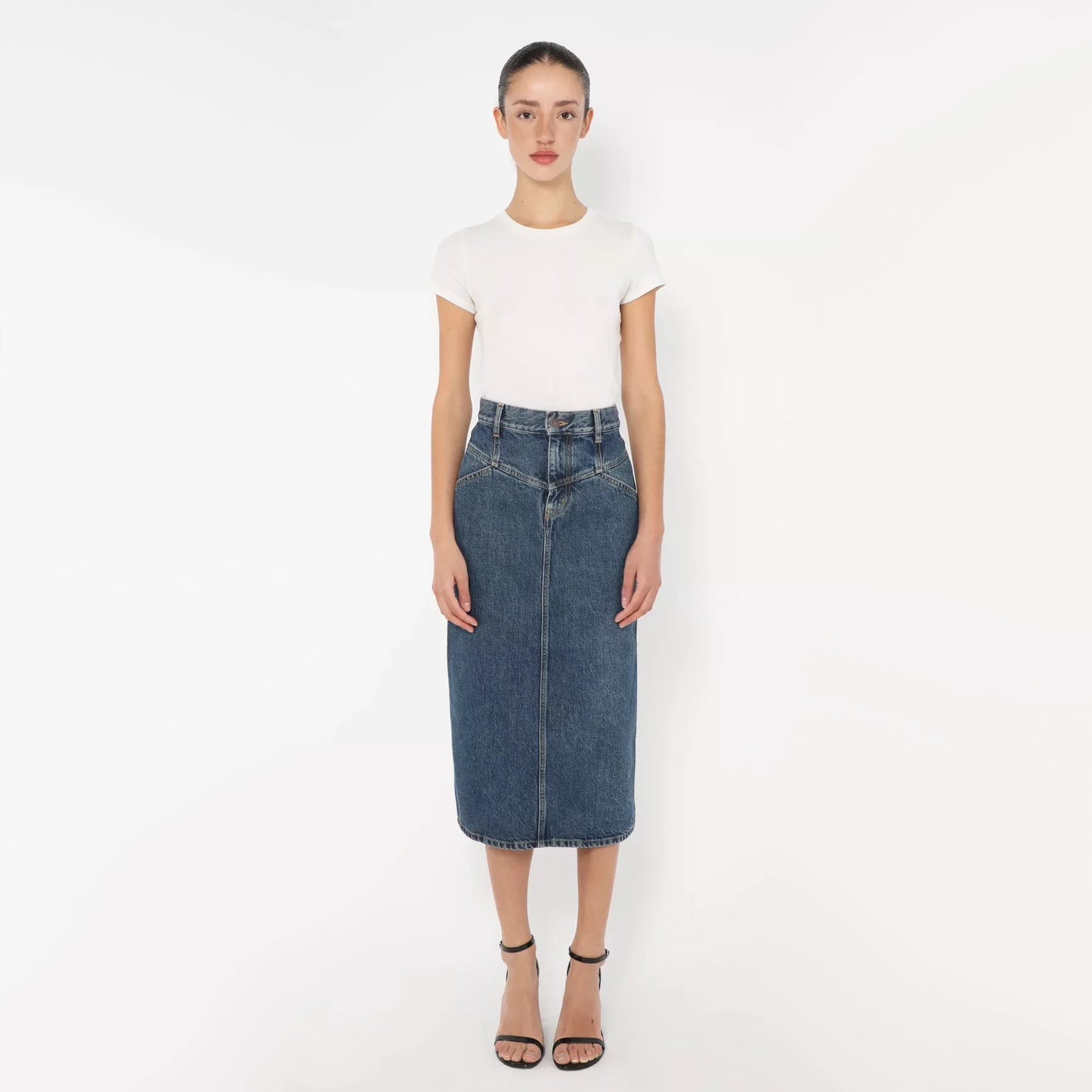 Celine Denim Midi Skirt, size 28
