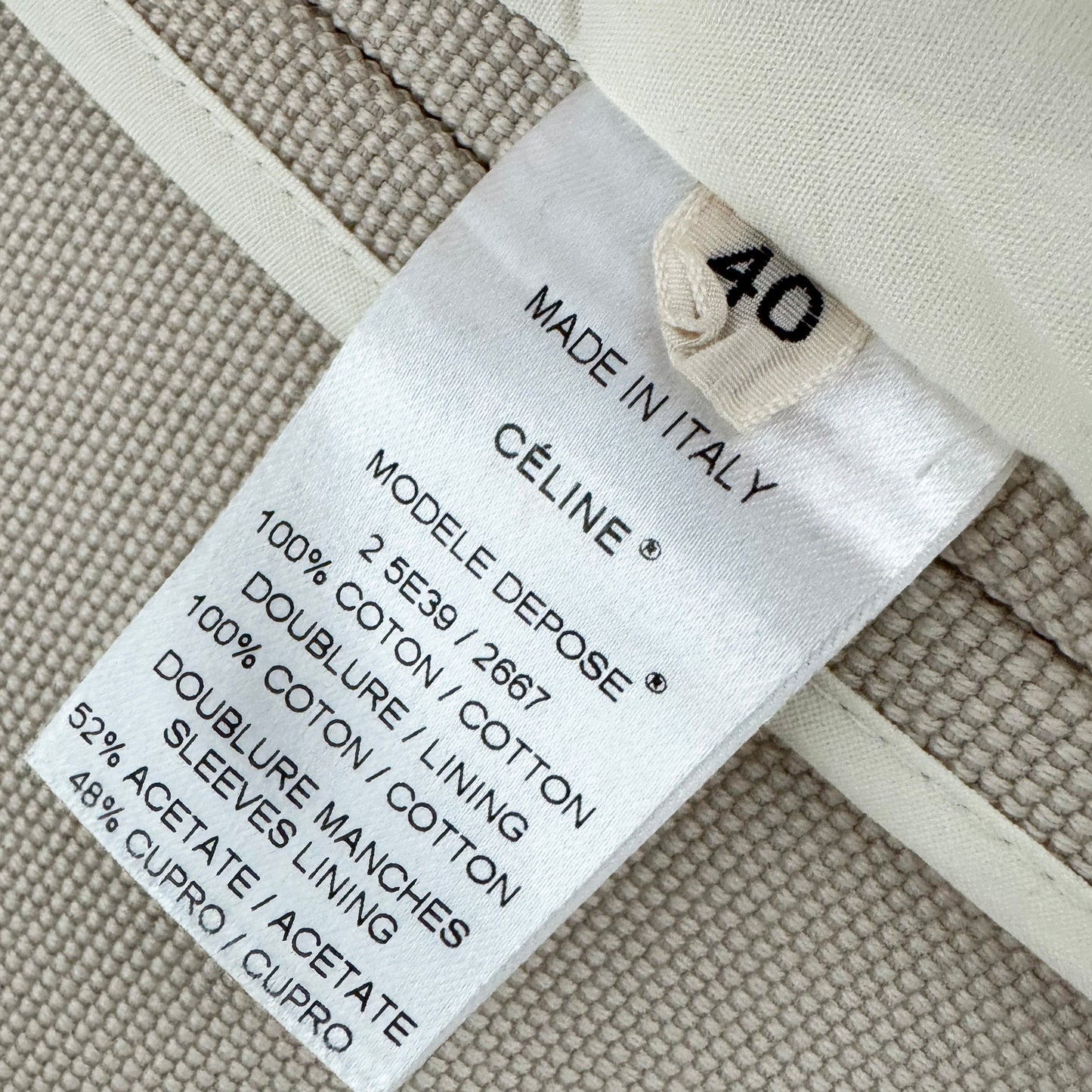 Celine Cotton Canvas Double Breasted Blazer in Ecru/Beige, size 40FR ** AS IS **
