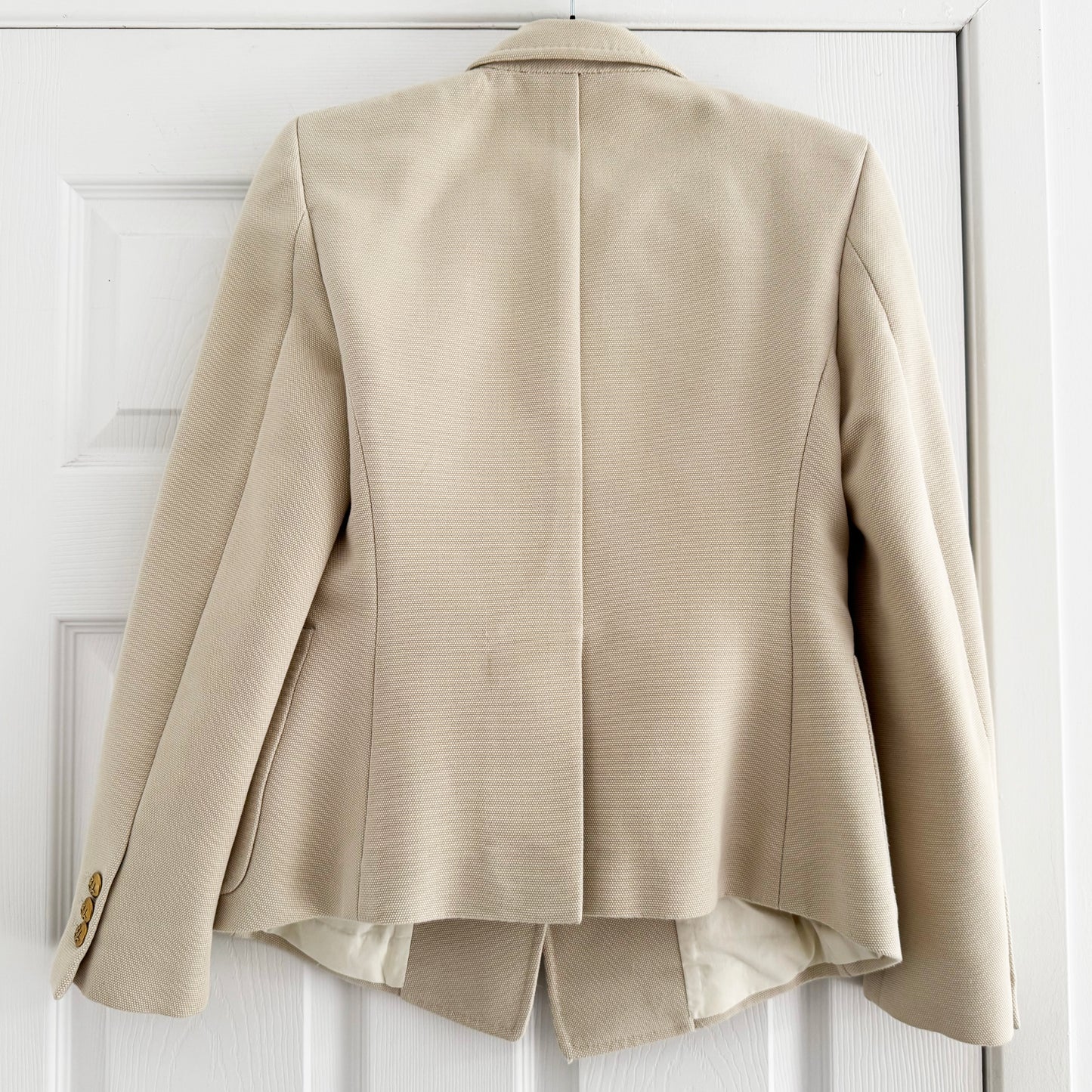 Celine Cotton Canvas Double Breasted Blazer in Ecru/Beige, size 40FR ** AS IS **