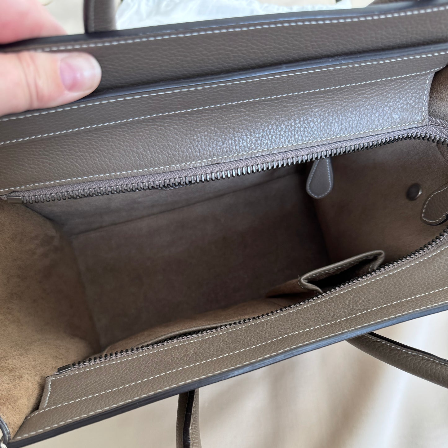 Celine Micro Luggage Bag in Taupe (Souris)