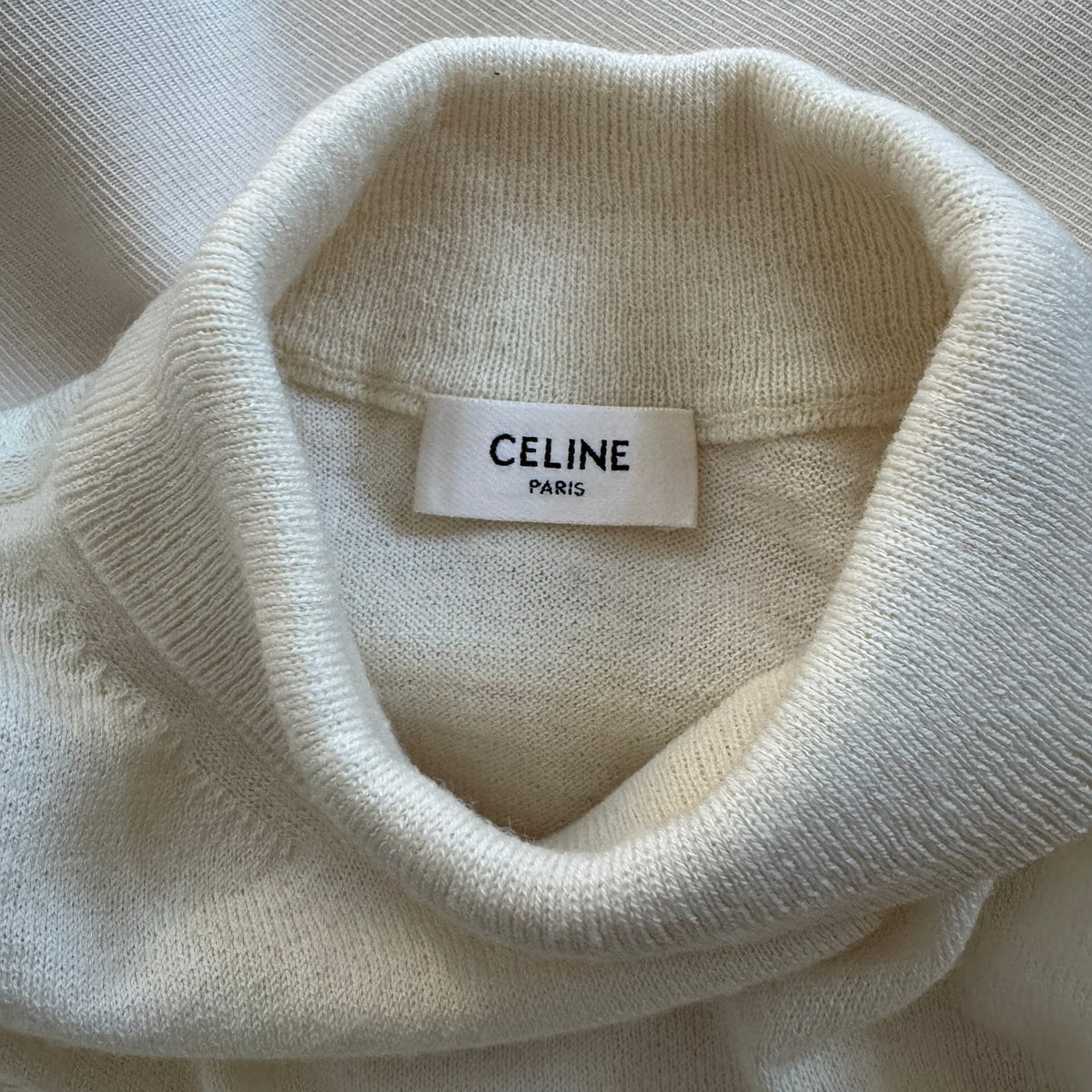 Celine Sleeveless Knit Turtleneck in Cream, size Medium (fits Small)