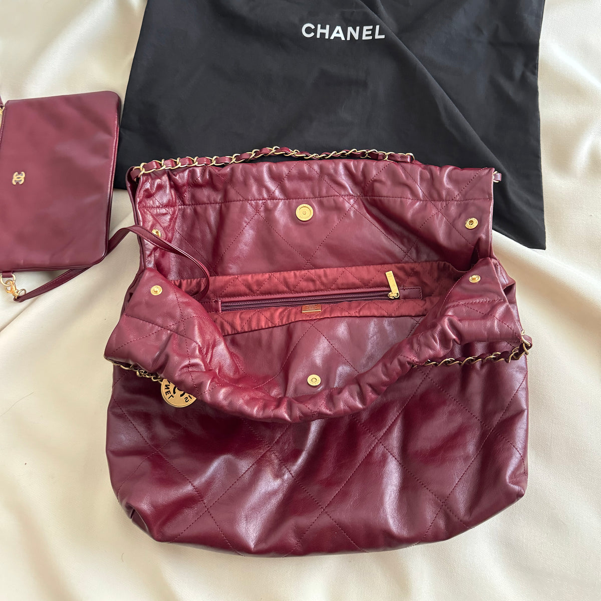 Chanel 22 Small in Burgundy Calfskin